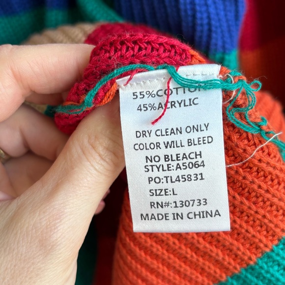 NWT Umgee Striped Oversize lightweight Pullover Sweater Sz L New - Picture 11 of 12